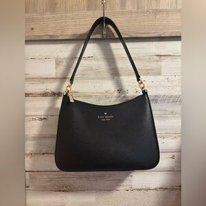 kate spade Black Saffiano Leather Shoulder Bag with Gold Hardware